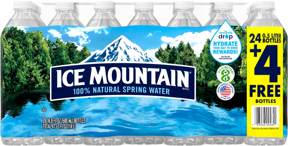 slide 7 of 8, ICE MOUNTAIN Brand 100% Natural Spring Water, 16.9-ounce plastic bottles (Total of 28), 28 ct; 16.9 fl oz
