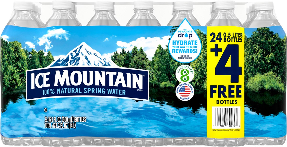 slide 4 of 8, ICE MOUNTAIN Brand 100% Natural Spring Water, 16.9-ounce plastic bottles (Total of 28), 28 ct; 16.9 fl oz