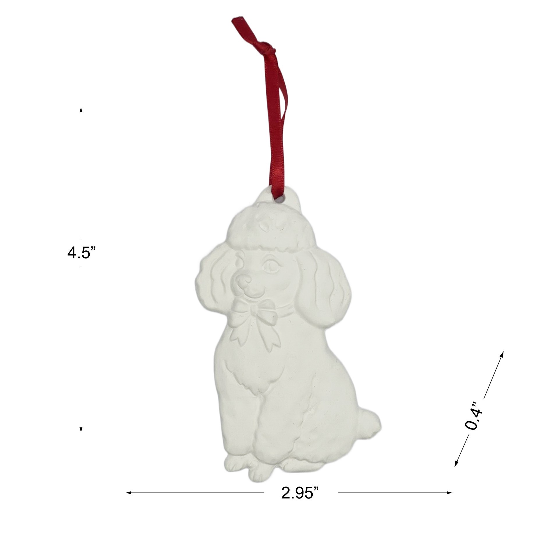 slide 4 of 4, 4.5" Diy Ceramic Poodle Ornament By Make Market, 2.95 in x 0.4 in x 4.5 in