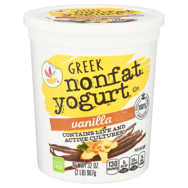 slide 1 of 1, GIANT Greek Yogurt Vanilla Nonfat, 32 oz