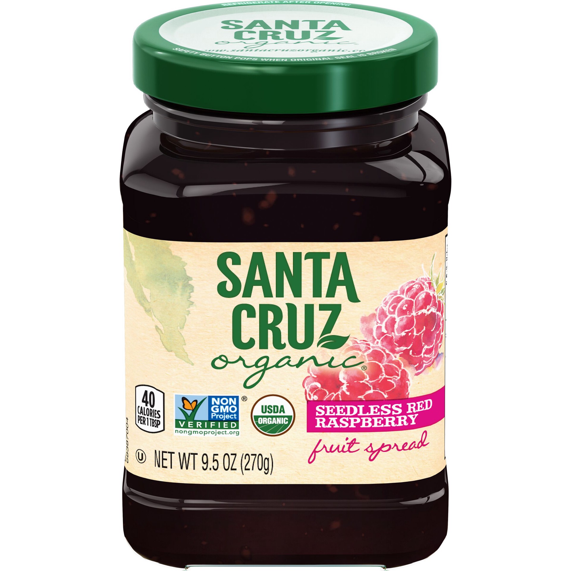 slide 1 of 2, Santa Cruz Organic Seedless Red Raspberry Fruit Spread, 9.5 oz