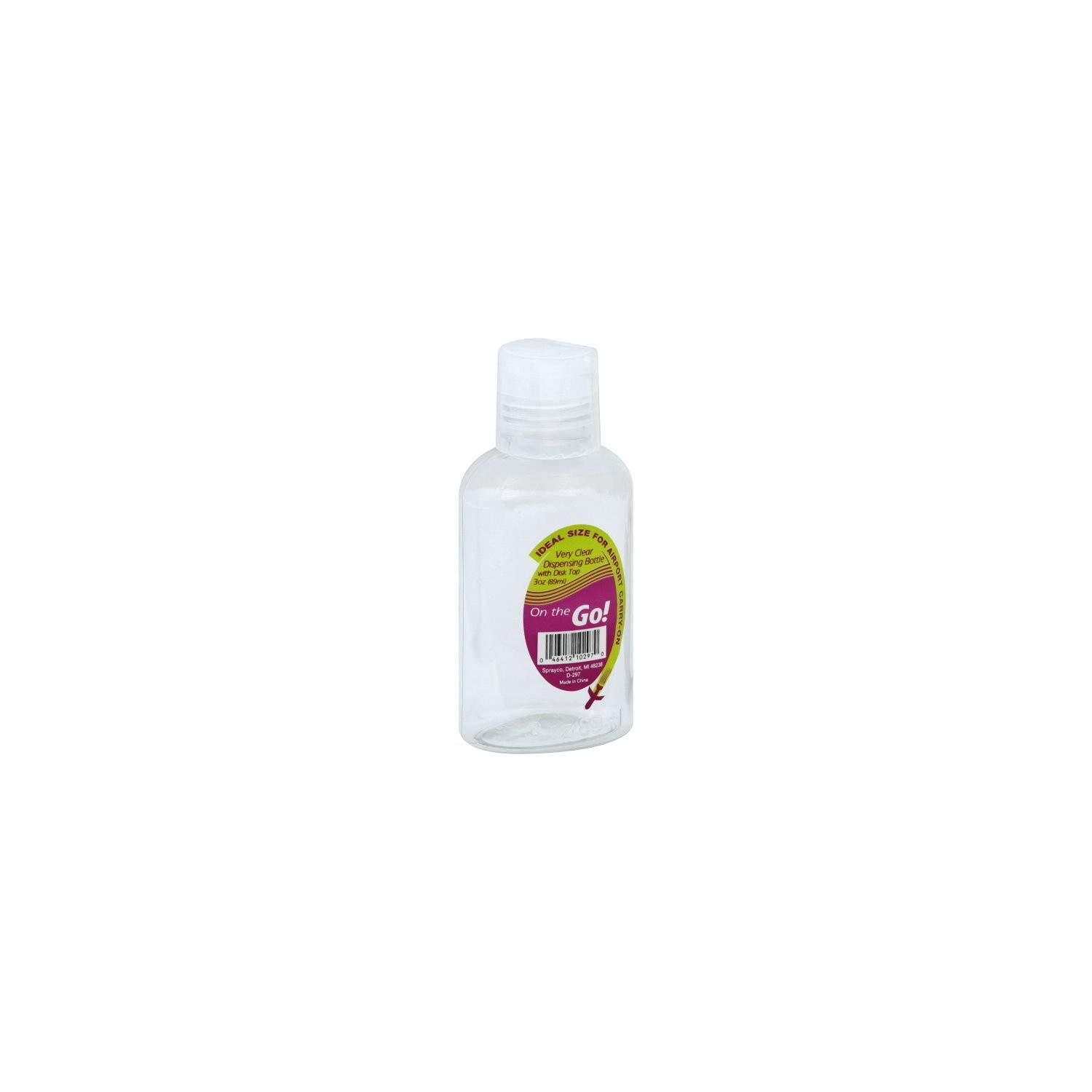 slide 1 of 1, Sprayco Bottle, Dispensing, Very Clear, with Disk Top, 3 Oz, 1 ct