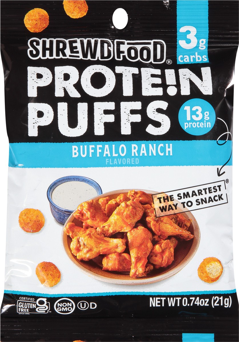 slide 6 of 13, Shrewd Food Shrewd Buffalo Ranch Protein Puffs, 0.74 oz