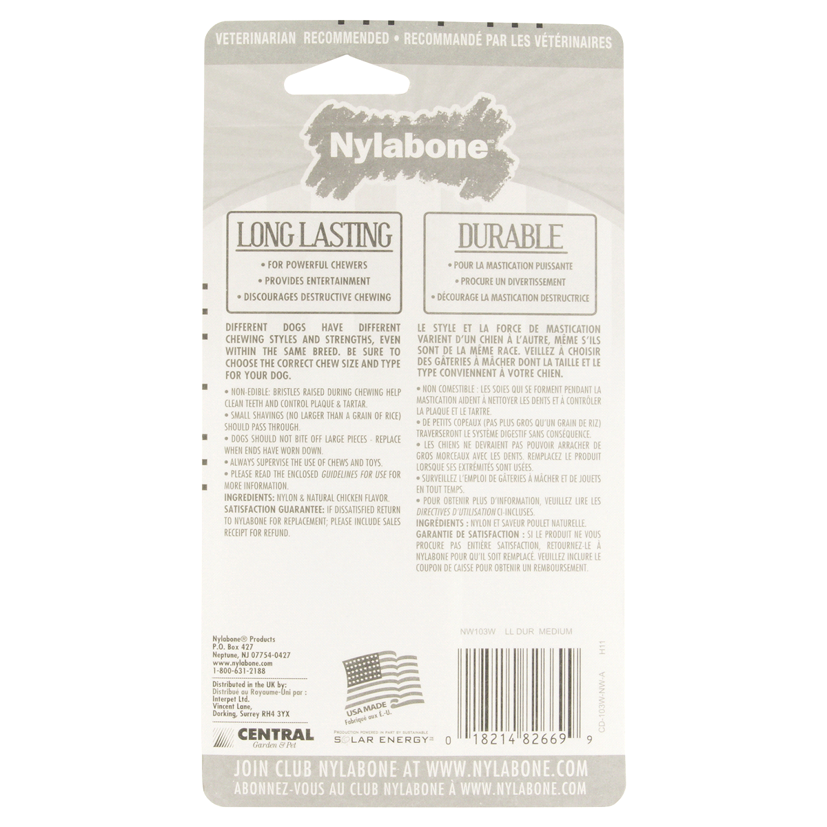 slide 2 of 2, Nylabone Durable Original Chew Bone For Medium Dogs, 1 ct