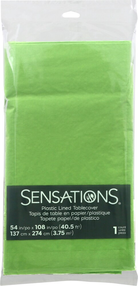 slide 1 of 1, Sensations Tablecover, Plastic Lined, Fresh Green, 1 Each, 1 ct