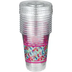 Destination Holiday Texas Floral Plastic Cups with Lids, 10 ct