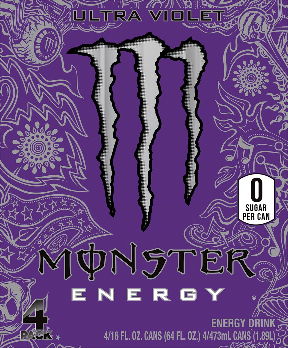 slide 2 of 2, Monster Energy Zero Sugar Ultra Violet Energy Drink 4 - 16 fl oz Cans, 4 ct