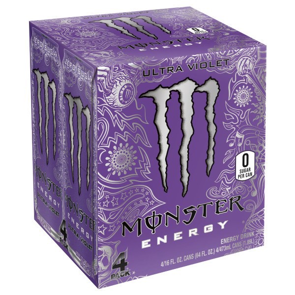 slide 1 of 2, Monster Energy Zero Sugar Ultra Violet Energy Drink - 4 ct, 4 ct