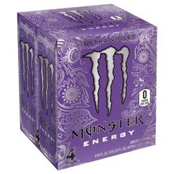 Monster Energy Ultra Violet Energy Drink 4 - 16 fl oz Cans