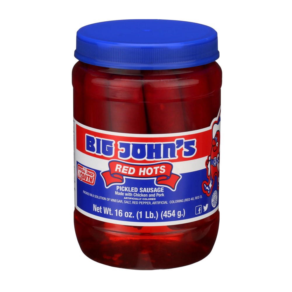 slide 1 of 11, Big John's Red Hots Pickled Sausage 16 oz, 16 oz