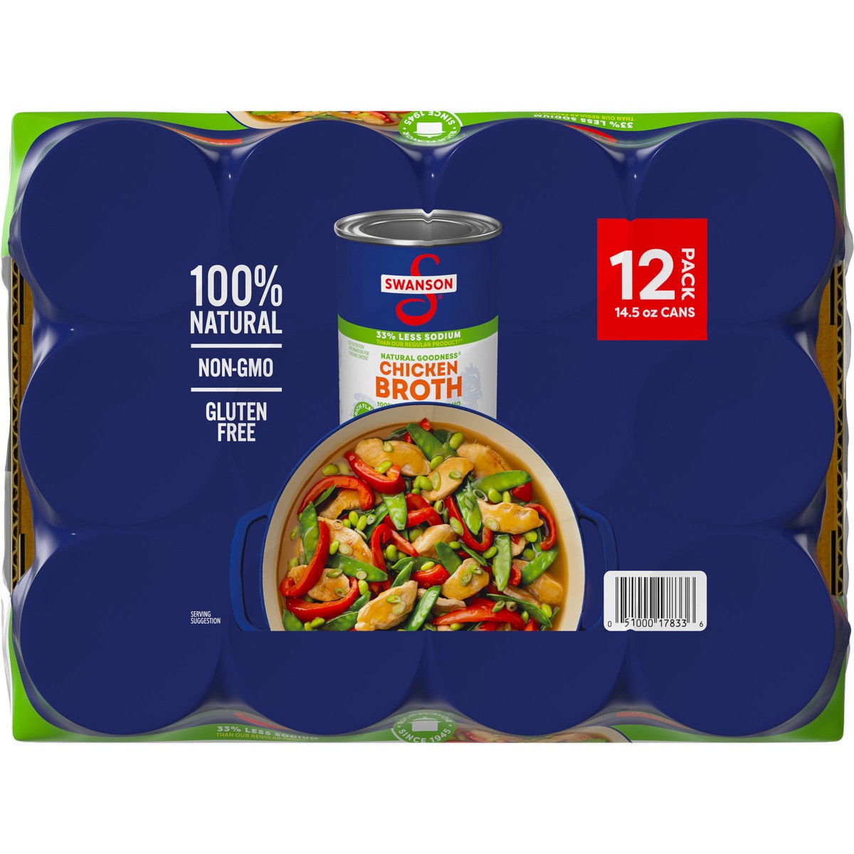 slide 10 of 11, Swanson Natural Goodness 33% Less Sodium Chicken Broth, 14.5 oz Can (Pack of 12), 174 oz