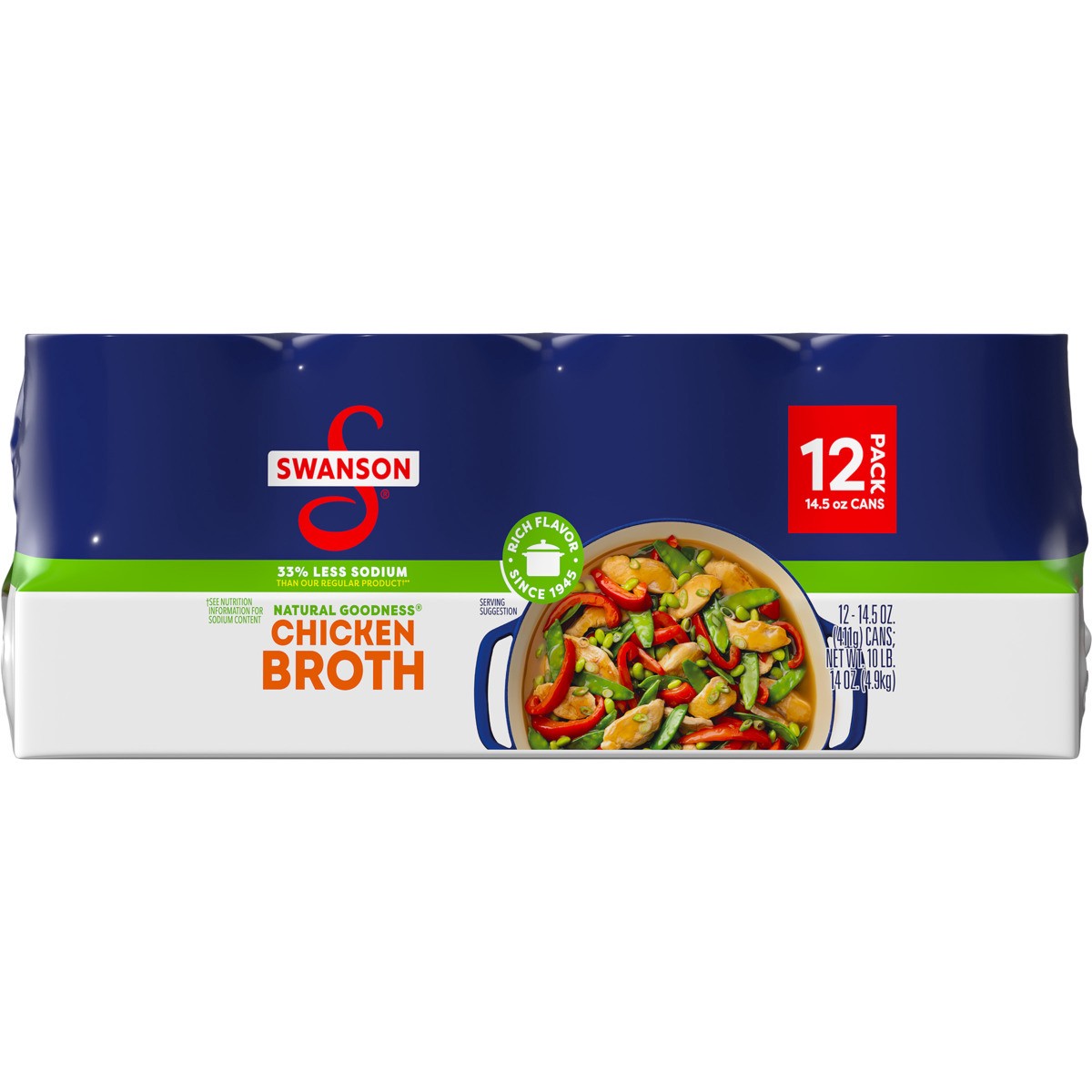 slide 8 of 11, Swanson Natural Goodness 33% Less Sodium Chicken Broth, 14.5 oz Can (Pack of 12), 174 oz