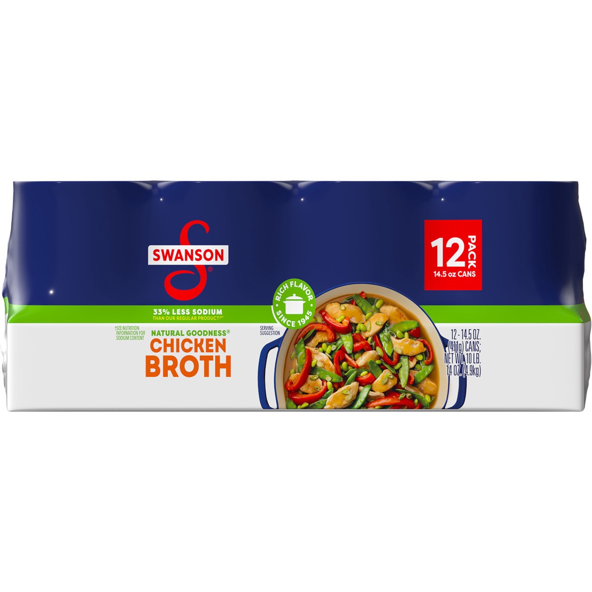 slide 5 of 11, Swanson Natural Goodness 33% Less Sodium Chicken Broth, 14.5 oz Can (Pack of 12), 174 oz