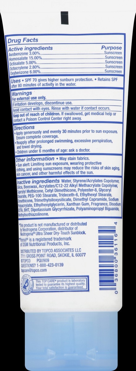 slide 6 of 6, TopCare Ultimate Sheer Drytouch Sunscreen Lotion SPF70, 4 fl oz