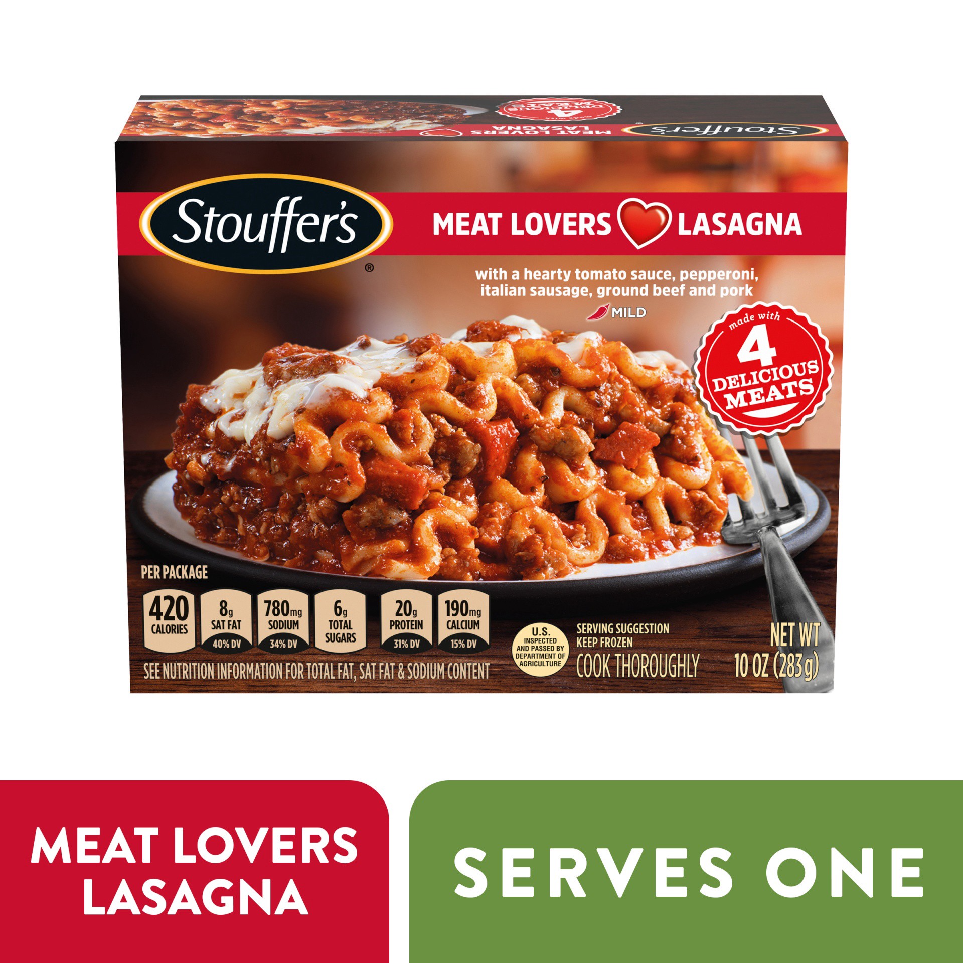slide 1 of 13, Stouffer's Classics Meat Lovers Lasagna, 10 oz