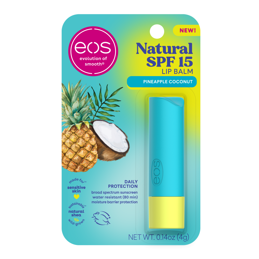slide 1 of 1, eos SPF 15 Pineapple Coconut, 0.14 oz