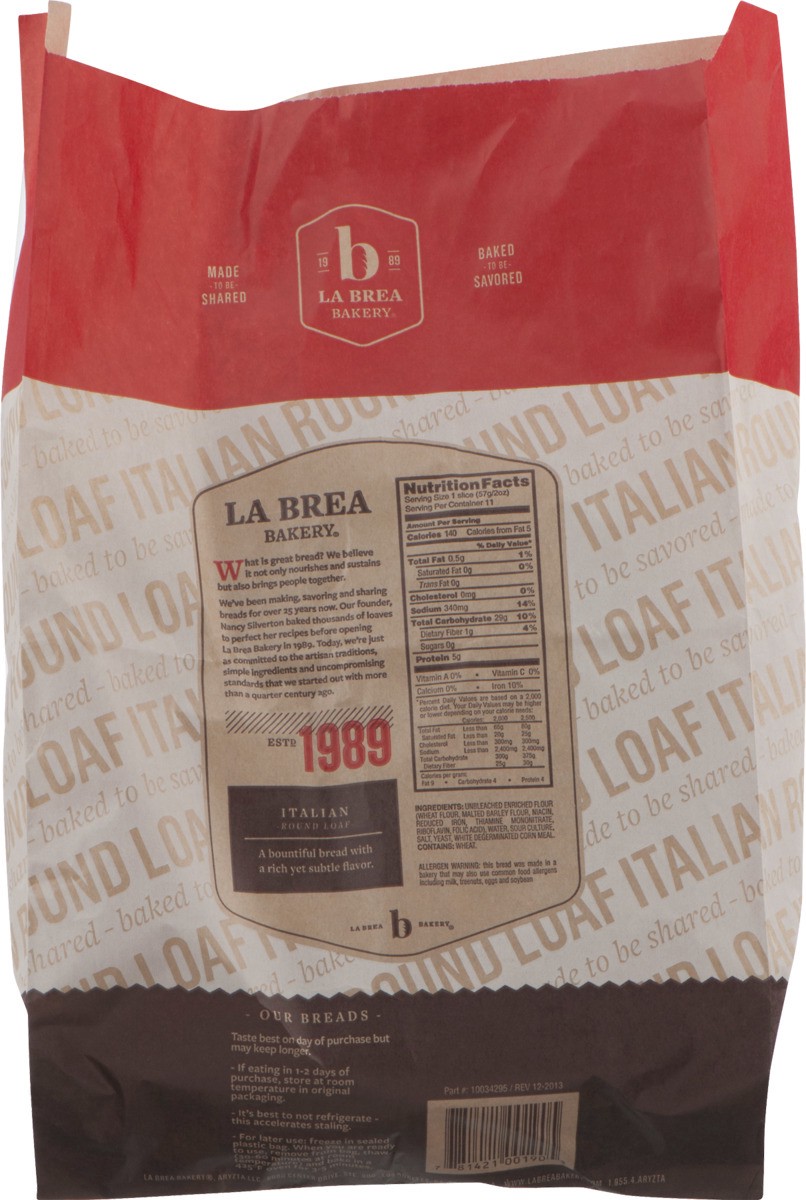 slide 8 of 9, La Brea Bakery Round Italian Loaf 22 oz, 22 oz