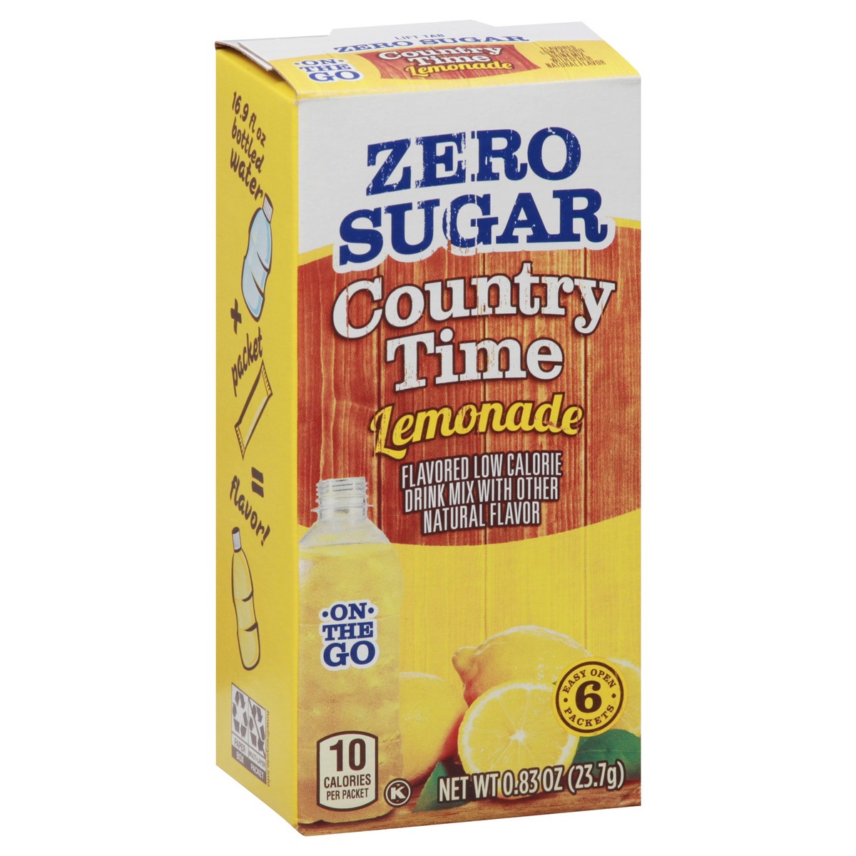 slide 6 of 9, Country Time On-The-Go Powdered Drink Mix, Zero Sugar Lemonade, 6 ct - Packets, 0.83 oz