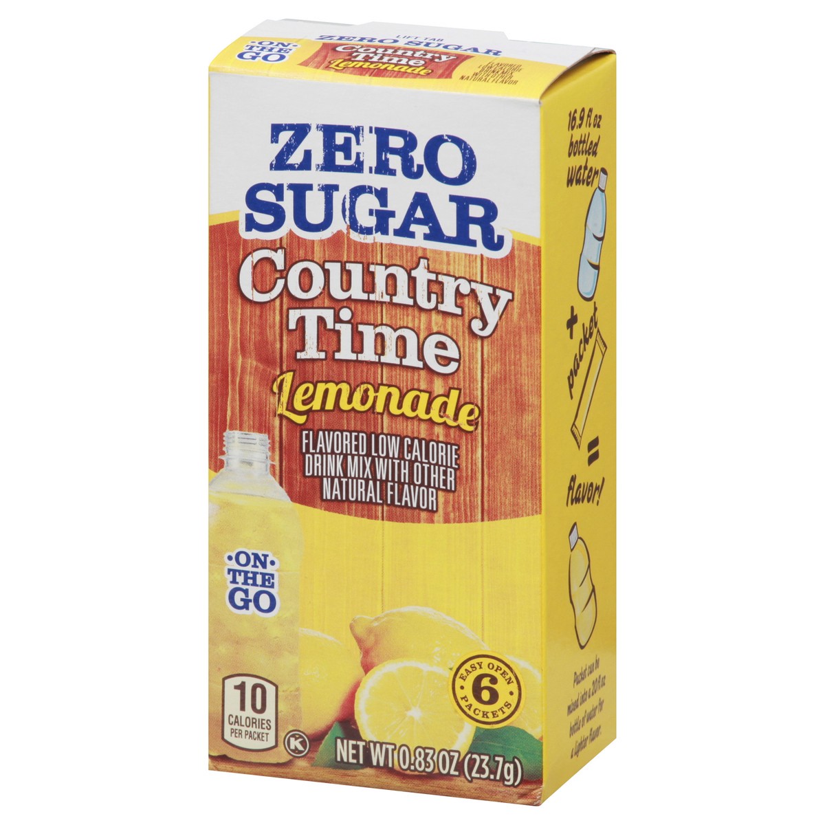 slide 5 of 9, Country Time On-The-Go Powdered Drink Mix, Zero Sugar Lemonade, 6 ct - Packets, 0.83 oz