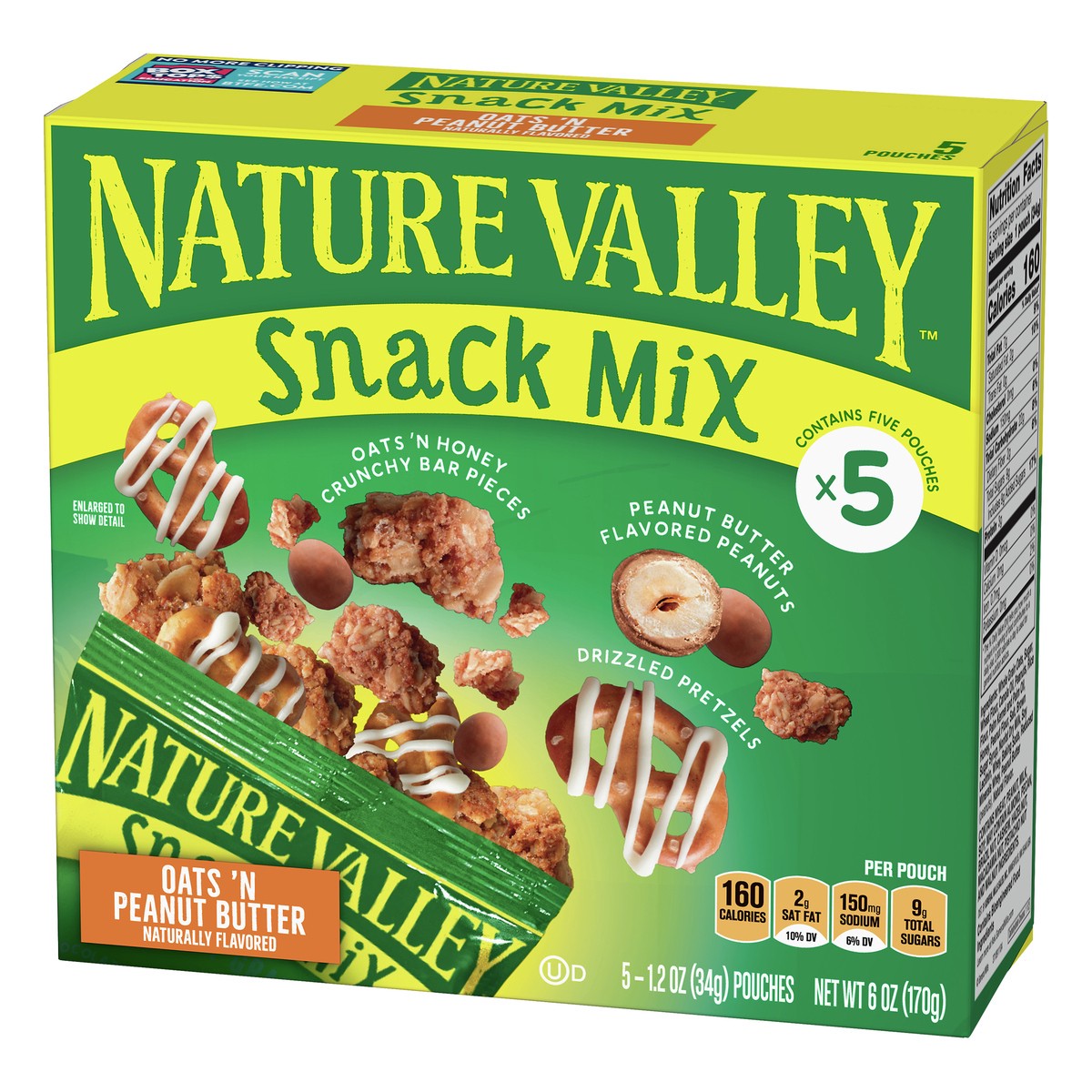 slide 3 of 9, Nature Valley Oats 'N Peanut Butter Snack Mix 5 ea, 5 ct; 1.2 oz