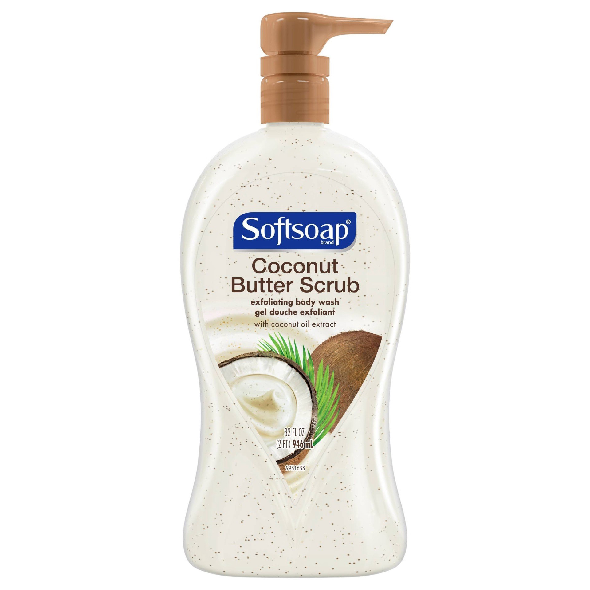 slide 1 of 10, Softsoap Exfoliating Body Wash Pump, Coconut Butter Scrub - 32 Fluid Ounce Pump, 32 fl oz