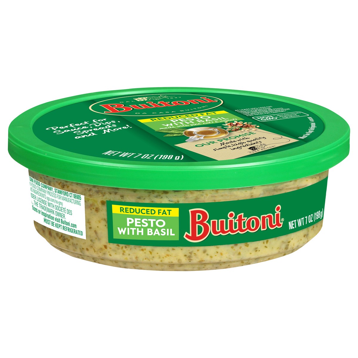 slide 2 of 9, Buitoni Reduced Fat Basil Pesto, Refrigerated Basil Sauce, 7 oz Tub, 7 oz