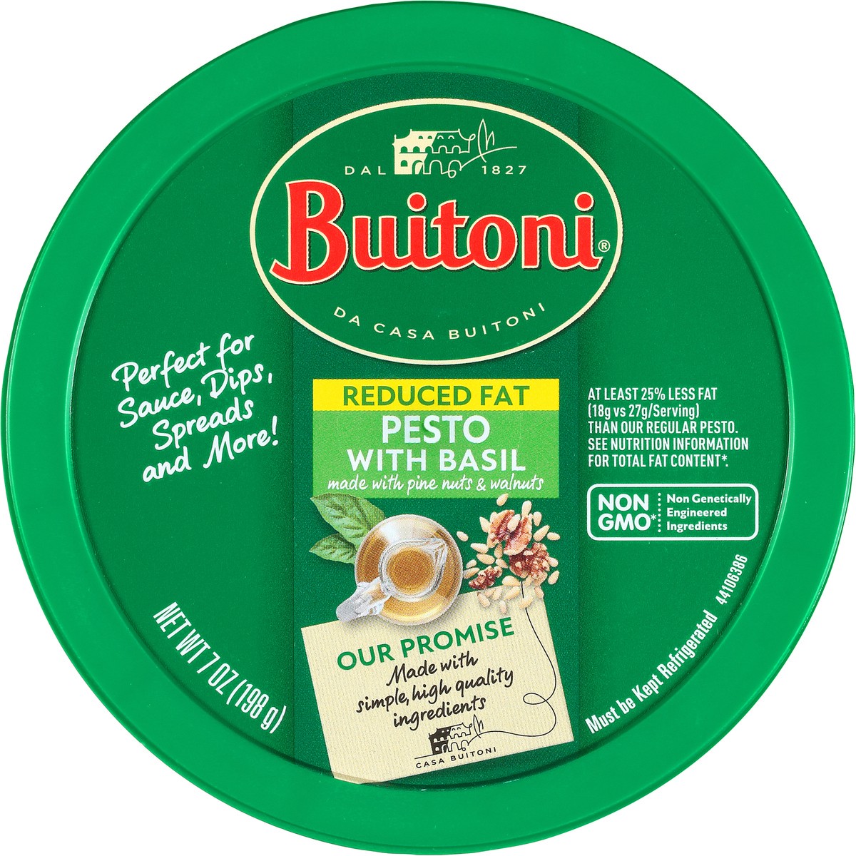 slide 9 of 9, Buitoni Reduced Fat Basil Pesto, Refrigerated Basil Sauce, 7 oz Tub, 7 oz