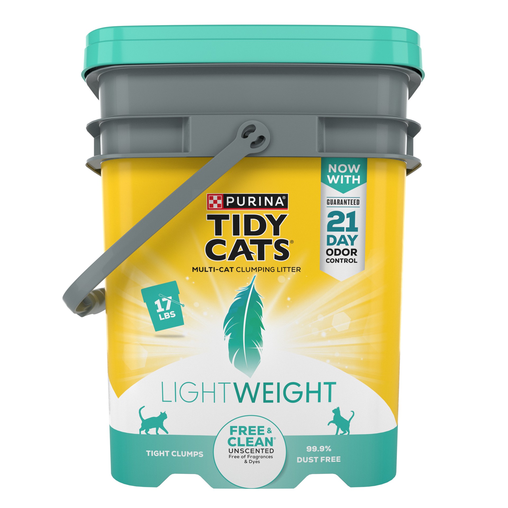 slide 1 of 8, Tidy Cats Purina Tidy Cats Low Dust, Clumping Cat Litter Odor Control, LightWeight Free and Clean Unscented, Multi Cat Litter, 17 lb