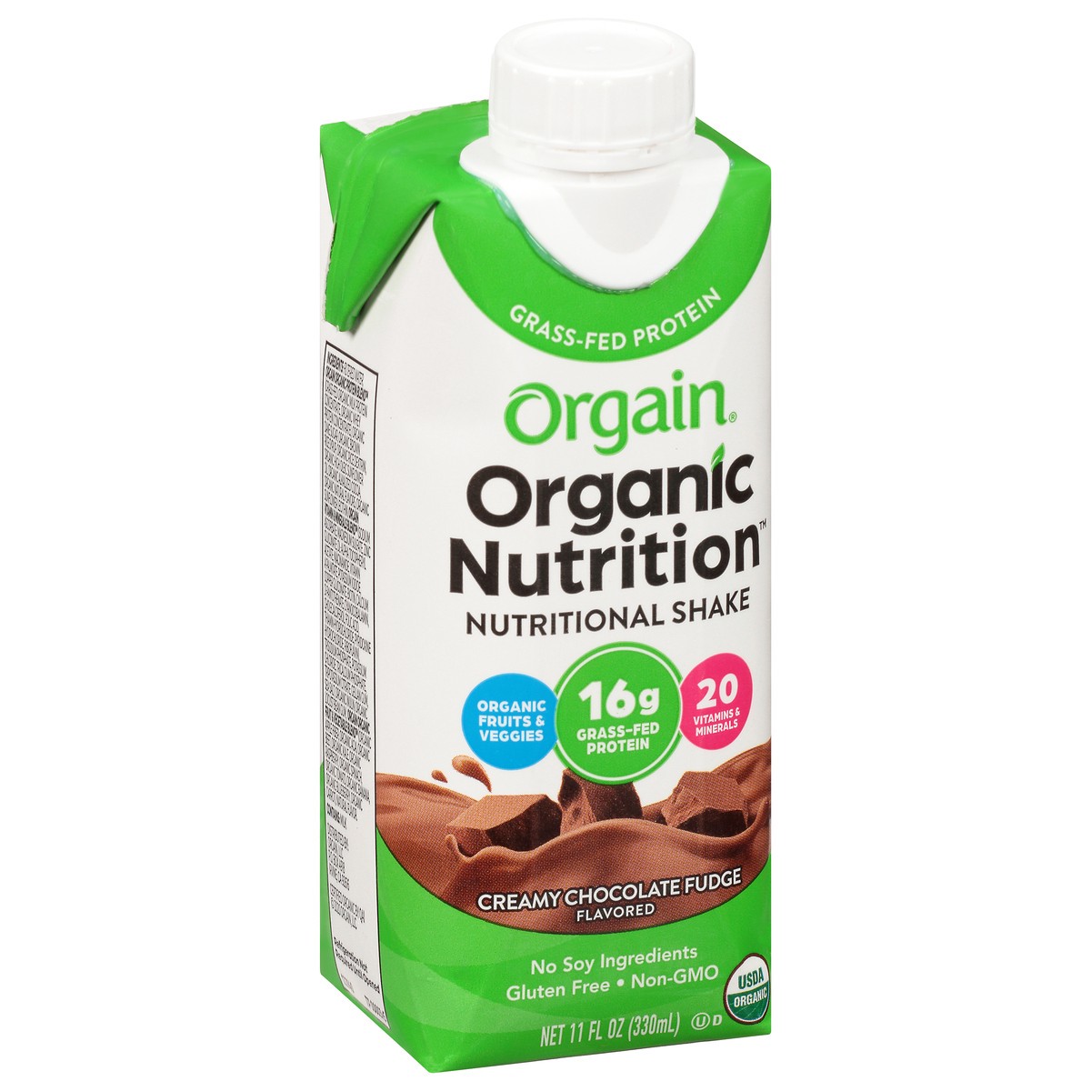 slide 3 of 9, Orgain Organic Nutrition Shake, Grass Fed Protein, Creamy Chocolate Fudge 11oz, 1ct, 11 fl oz