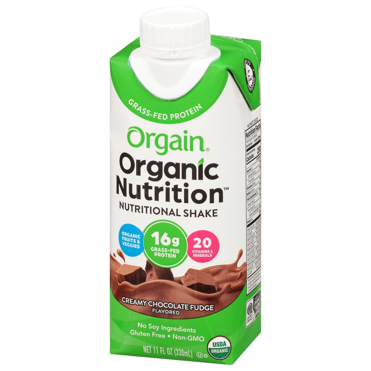 slide 8 of 9, Orgain Organic Nutrition Shake, Grass Fed Protein, Creamy Chocolate Fudge 11oz, 1ct, 11 fl oz