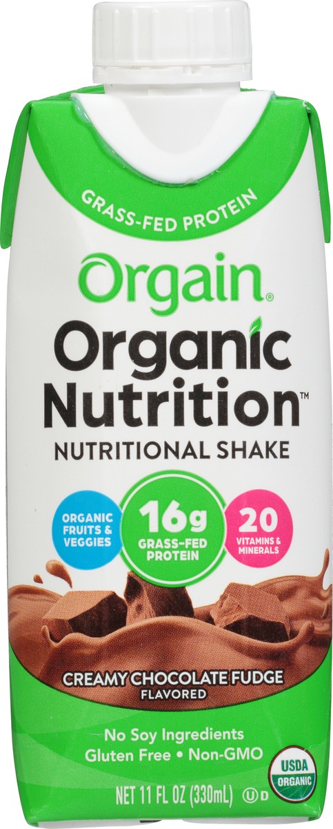 slide 5 of 9, Orgain Organic Nutrition Shake, Grass Fed Protein, Creamy Chocolate Fudge 11oz, 1ct, 11 fl oz