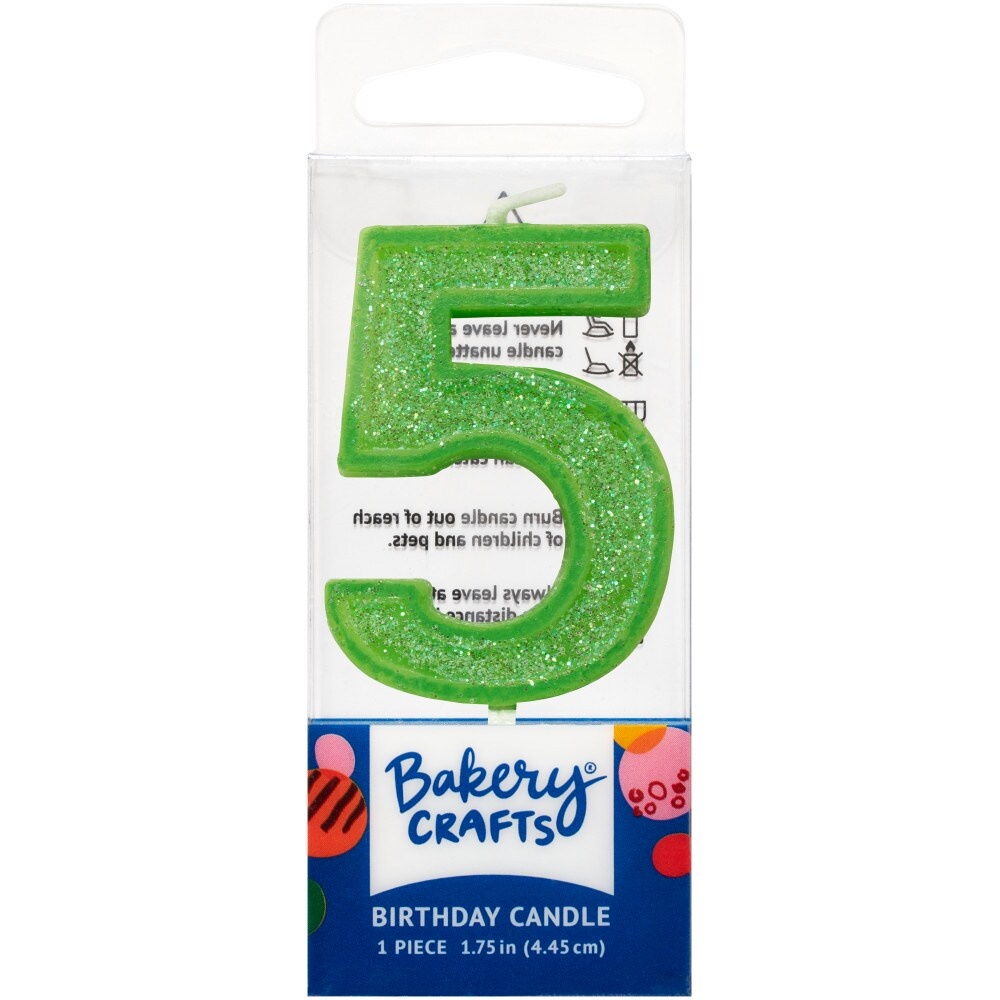 slide 1 of 1, Decopac Five Birthday Candle Cake Decoration - Green, 1 ct