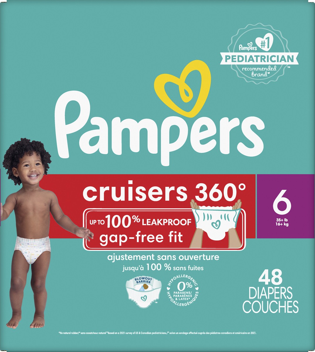 slide 6 of 6, Pampers Cruisers 360 Pull-On Diapers, Size 6, 48 Count, Babyproof up to 100% leakproof diaper, 48 ct