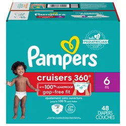 Pampers Cruisers 360 Pull-On Diapers, Size 6 (35+ lbs), 48 Count, Babyproof up to 100% leakproof diaper