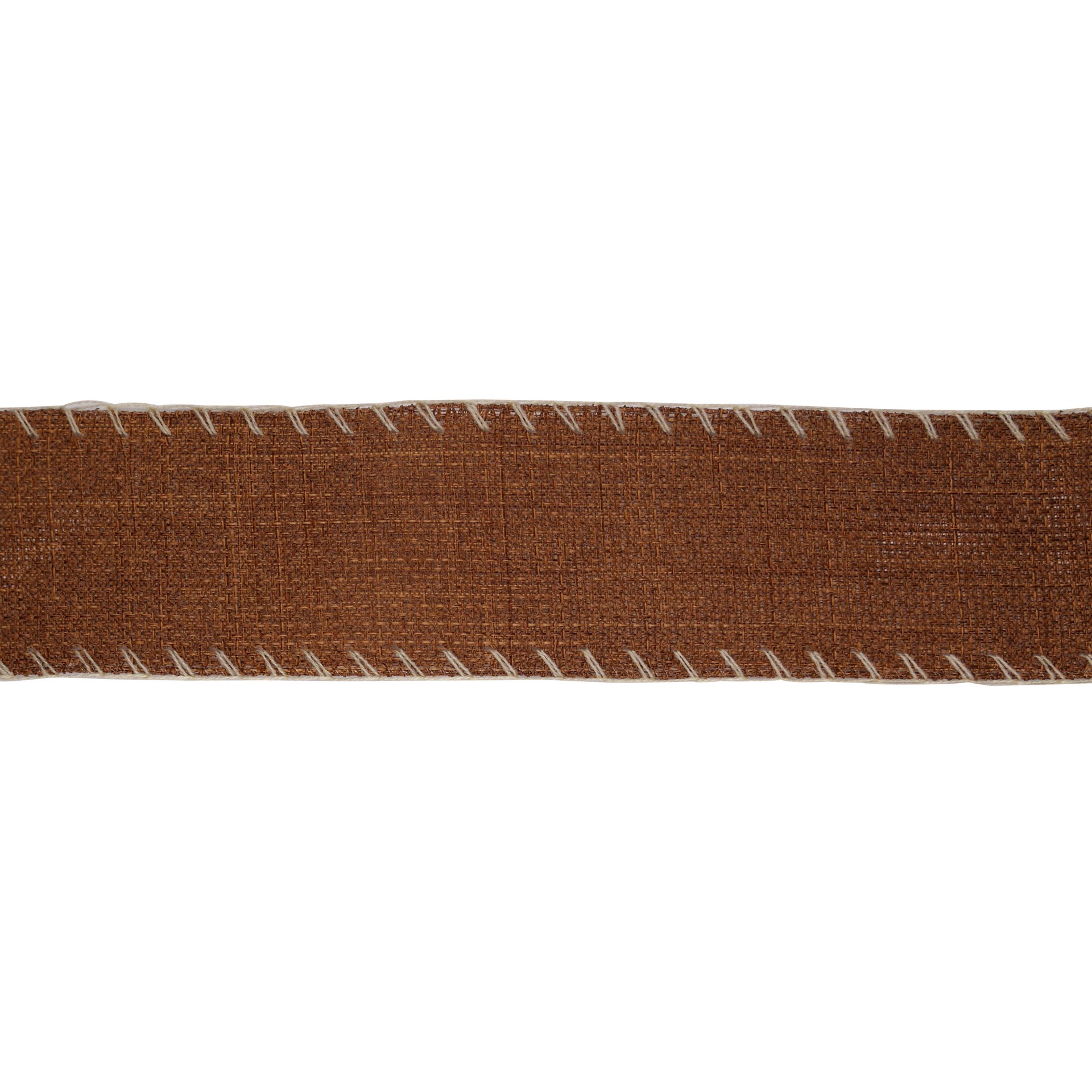 slide 3 of 3, 2.5" X 20ft. Brown Whip Stitched Wired Ribbon By Celebrate It, 2.5 in x 20 ft