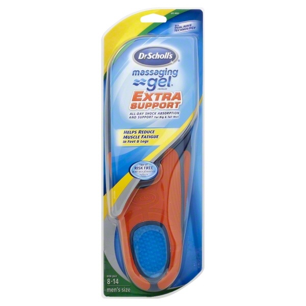 slide 1 of 1, Dr. Scholl's Massaging Gel Men's Size814 Extra Support Insoles, 1 pair