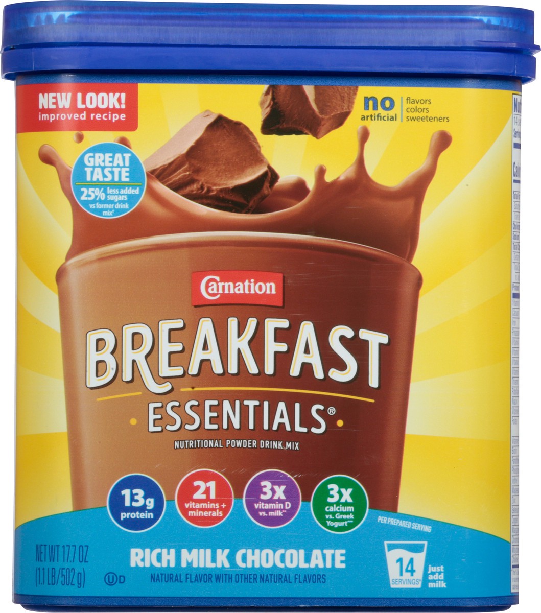 slide 6 of 9, Carnation Breakfast Essentials Nutritional Powder Drink Mix, Rich Milk Chocolate, 13 g Protein, 1 - 17.7 oz Canister, 17.7 oz