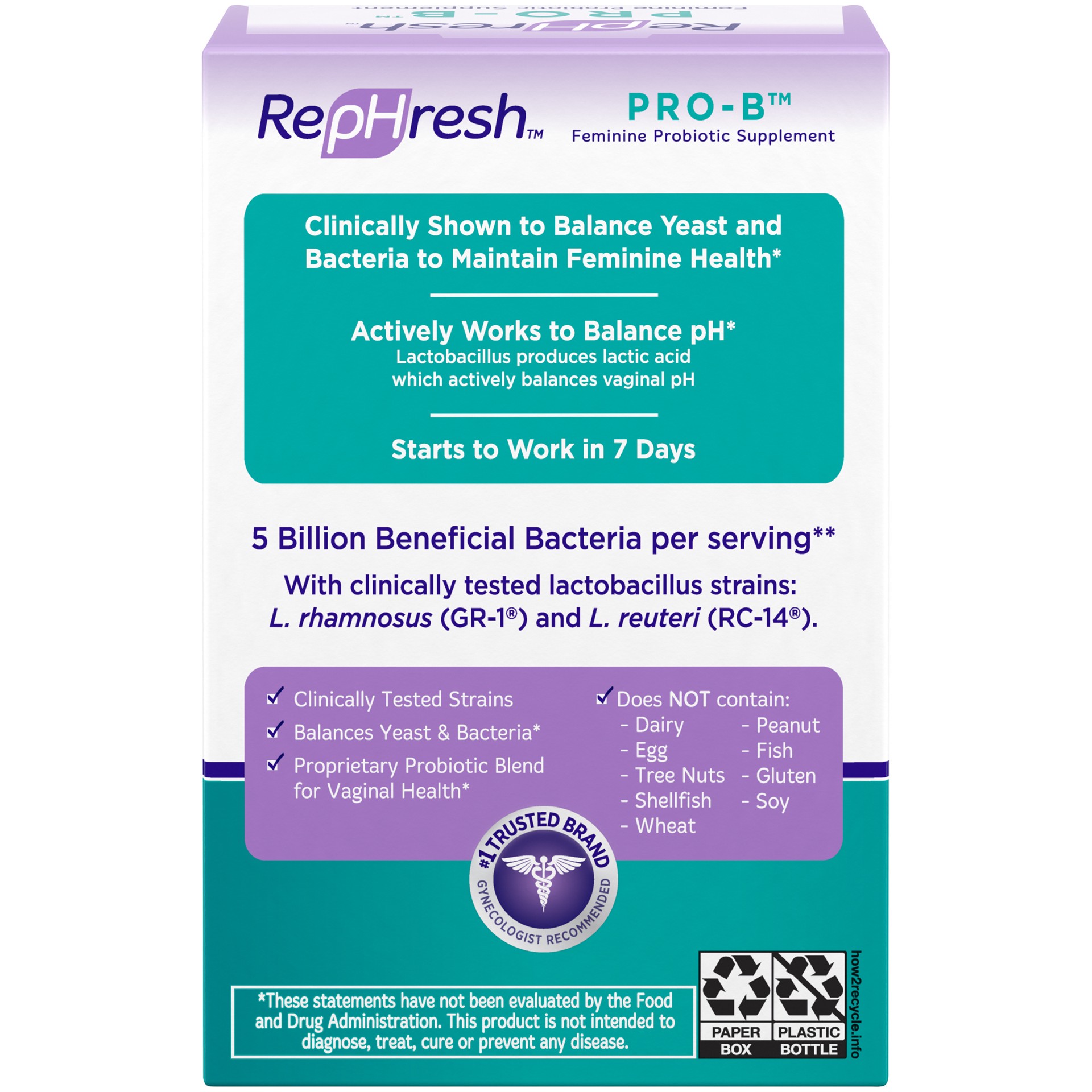 slide 2 of 5, RepHresh Pro-B Probiotic Supplement for Women, 30 Oral Capsules, 30 ct