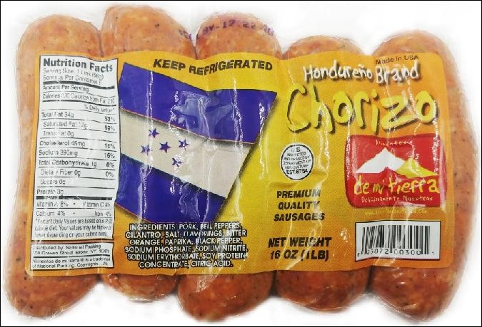 slide 1 of 1, De Mi Tierra Chorizo Hondureno, 16 oz