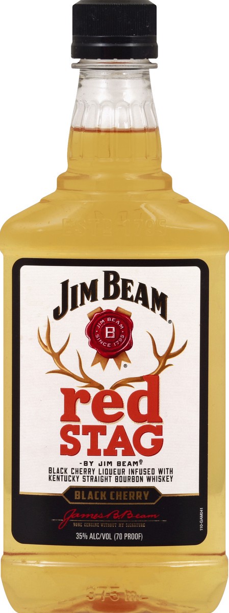 slide 4 of 7, Jim Beam Red Stag Black Cherry Liqueur with Kentucky Straight Bourbon Whiskey 375 ml, 375 ml