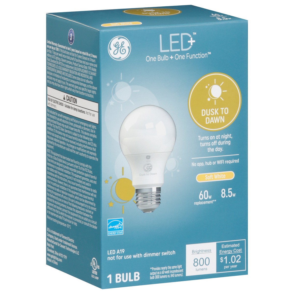 slide 2 of 9, GE Soft White LED 8.5 Watts Dusk to Dawn A19 Bulb 1 Each, 1 ct
