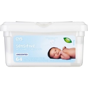 slide 1 of 1, CVS Health Sensitive Gentle Wipes, 64 ct