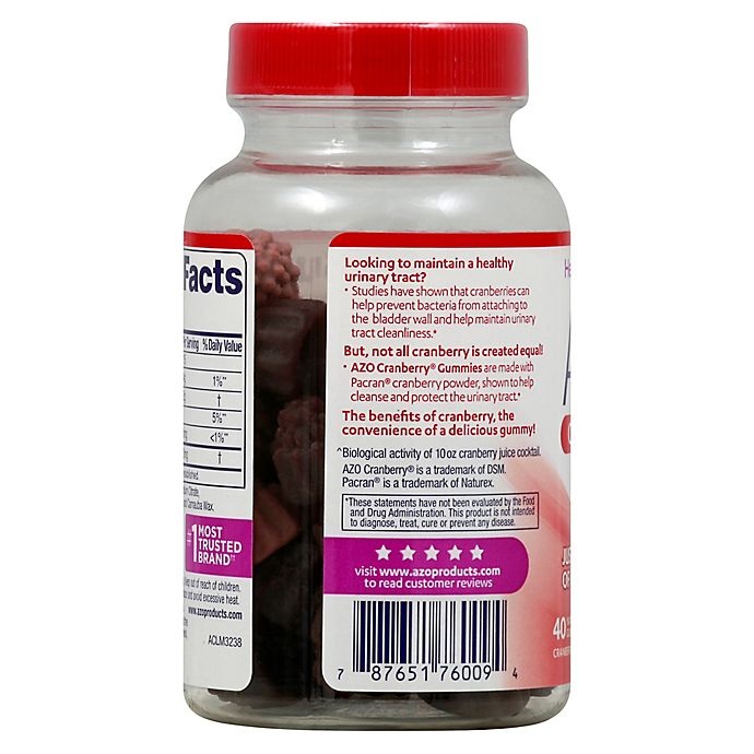 slide 3 of 3, AZO Cranberry Urinary Tract Health Gummies, 40 ct