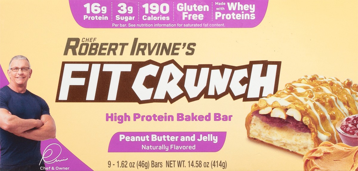slide 8 of 13, Robert Irvine Baked Peanut Butter and Jelly High Protein Bar 9 - 1.62 oz Bars, 9 ct