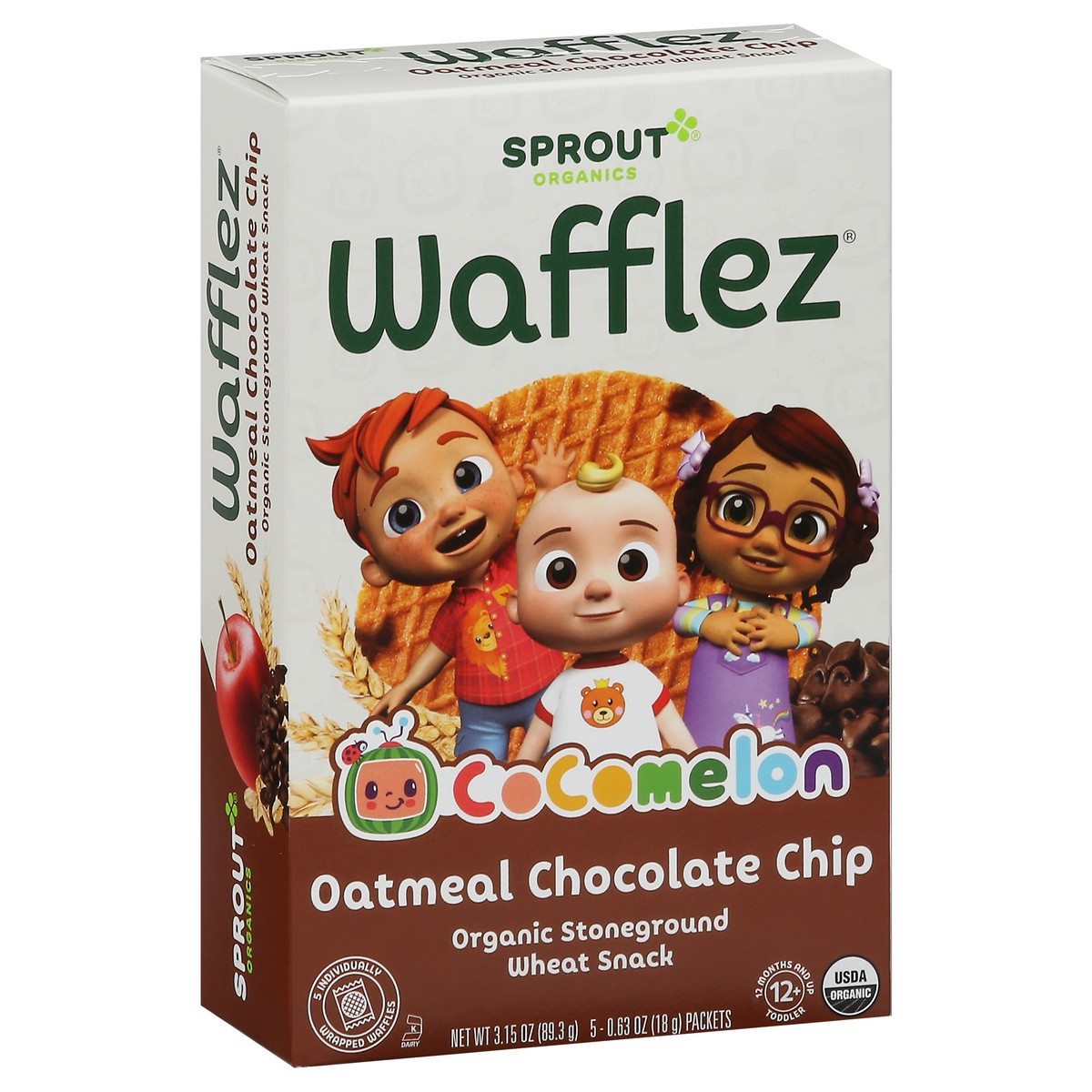 slide 2 of 9, Sprout Organics Wafflez Organic Oatmeal Chocolate Chip Wheatsnack Toddler 5 - 0.63 oz Packets, 5 ct