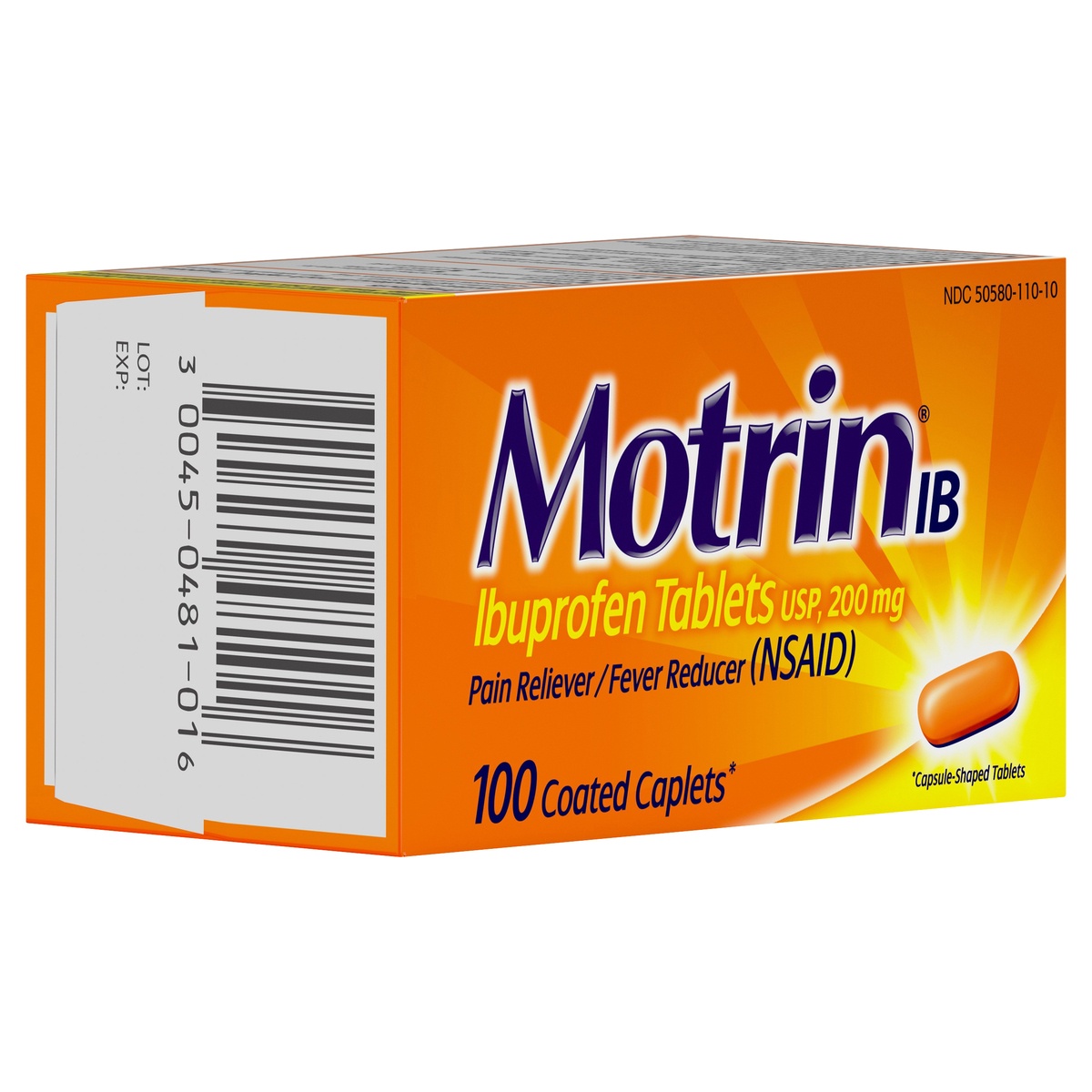 slide 2 of 6, Motrin IB Pain Reliever And Fever Reducer Caplets, 100 ct