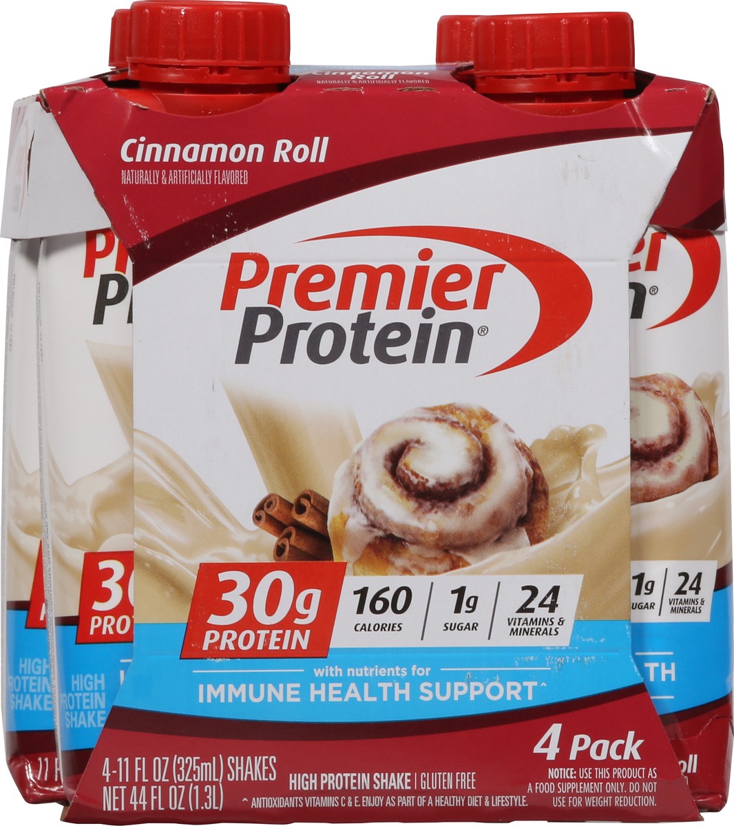 slide 6 of 9, Premier Protein Nutritional Shake - Cinnamon Roll - 11 fl oz/4pk, 4 ct; 11 fl oz