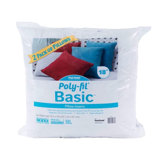 slide 1 of 5, Fairfield Poly-Fil Basic 2ct. Pillow Insert, 18" X 18", 2 ct