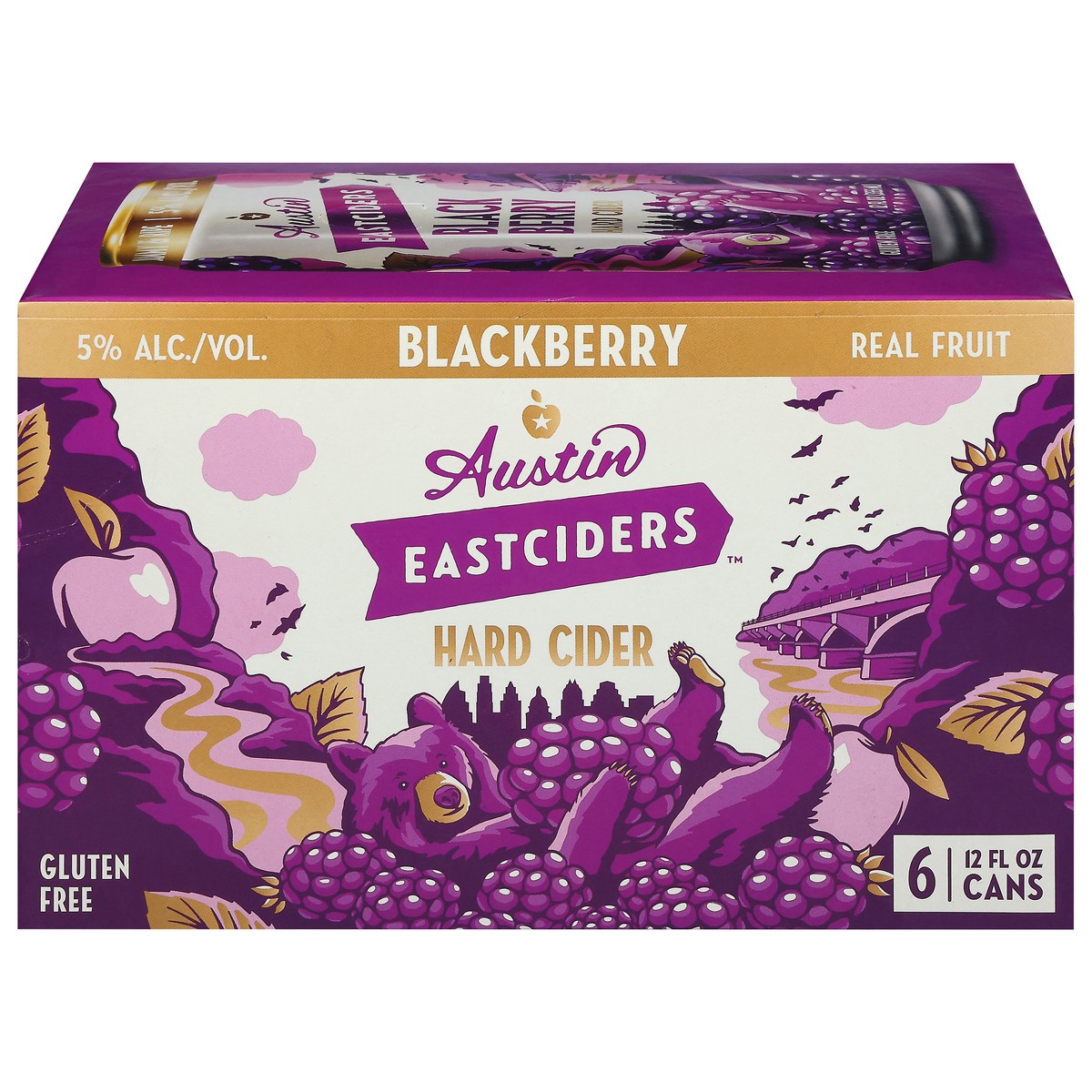 slide 1 of 9, Austin Eastciders Blackberry Hard Cider 6 - 12 fl oz Cans, 6 ct