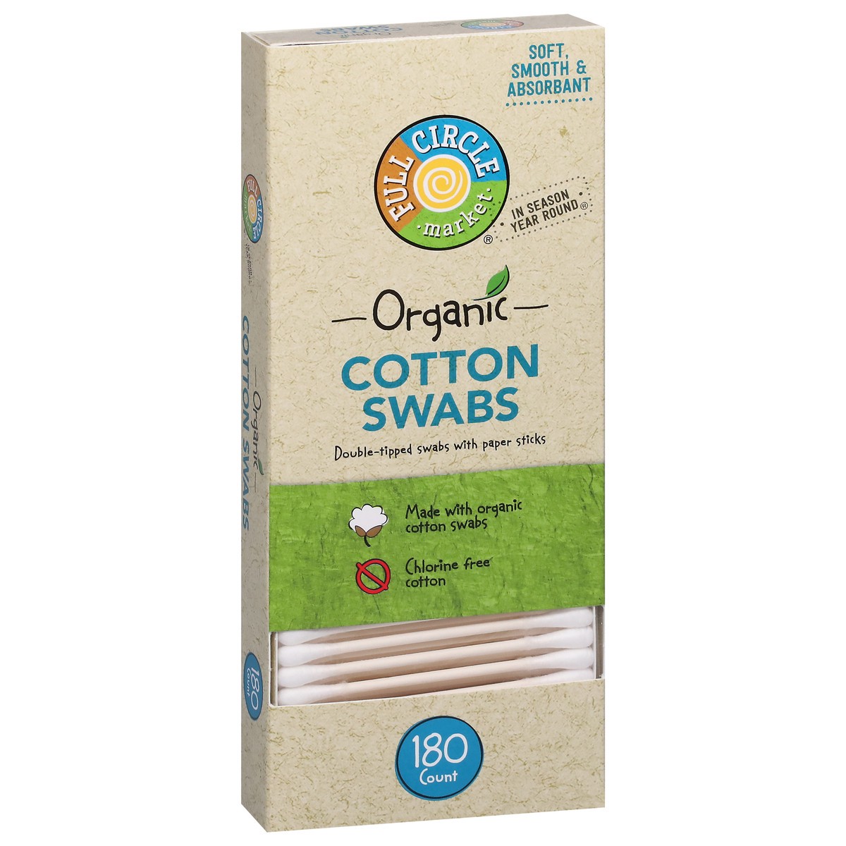 slide 5 of 9, Full Circle Market Organic Cotton Swabs 180 ea, 180 ct